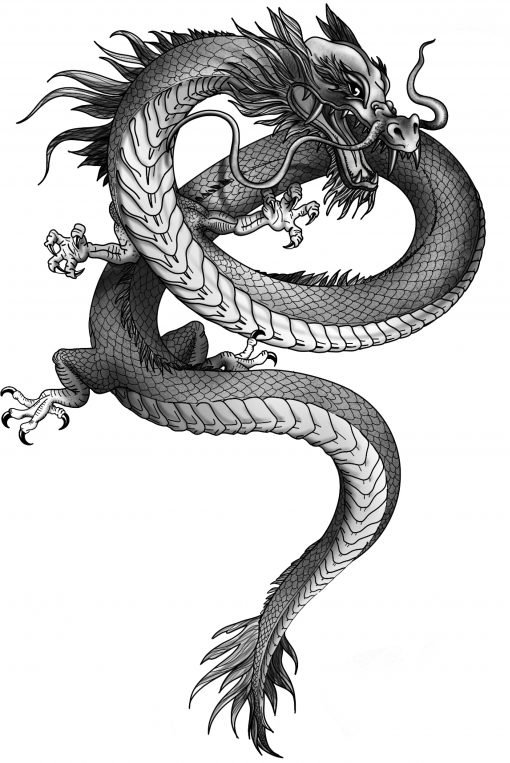 The Dragon by Alina Ceusan Black Ink Flash Tattoos Romania