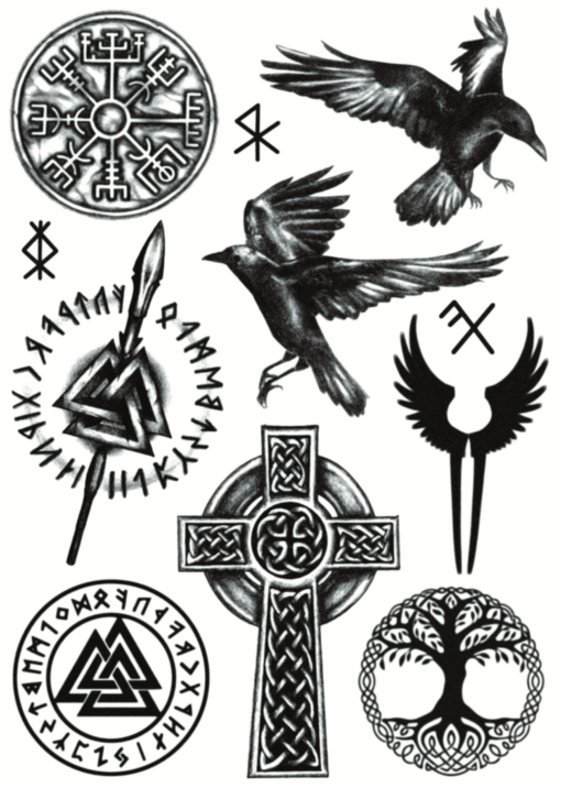 Ragnar, viking symbols Flash Tattoos tatuaje temporare