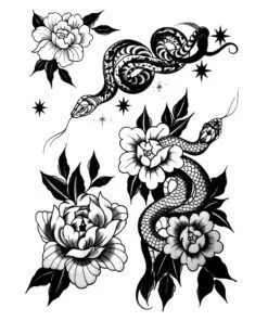 Flash Tattoos Romania - Tatuaj Temporar SERPI FLORI-33-C***Vipers Garden