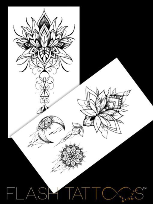 Flash Tattoos Romania - Tatuaj Temporar _-SET MANDALA FLOWERS WORLD LUNA SOARE PLANTE- 59-B***Mandala Universe